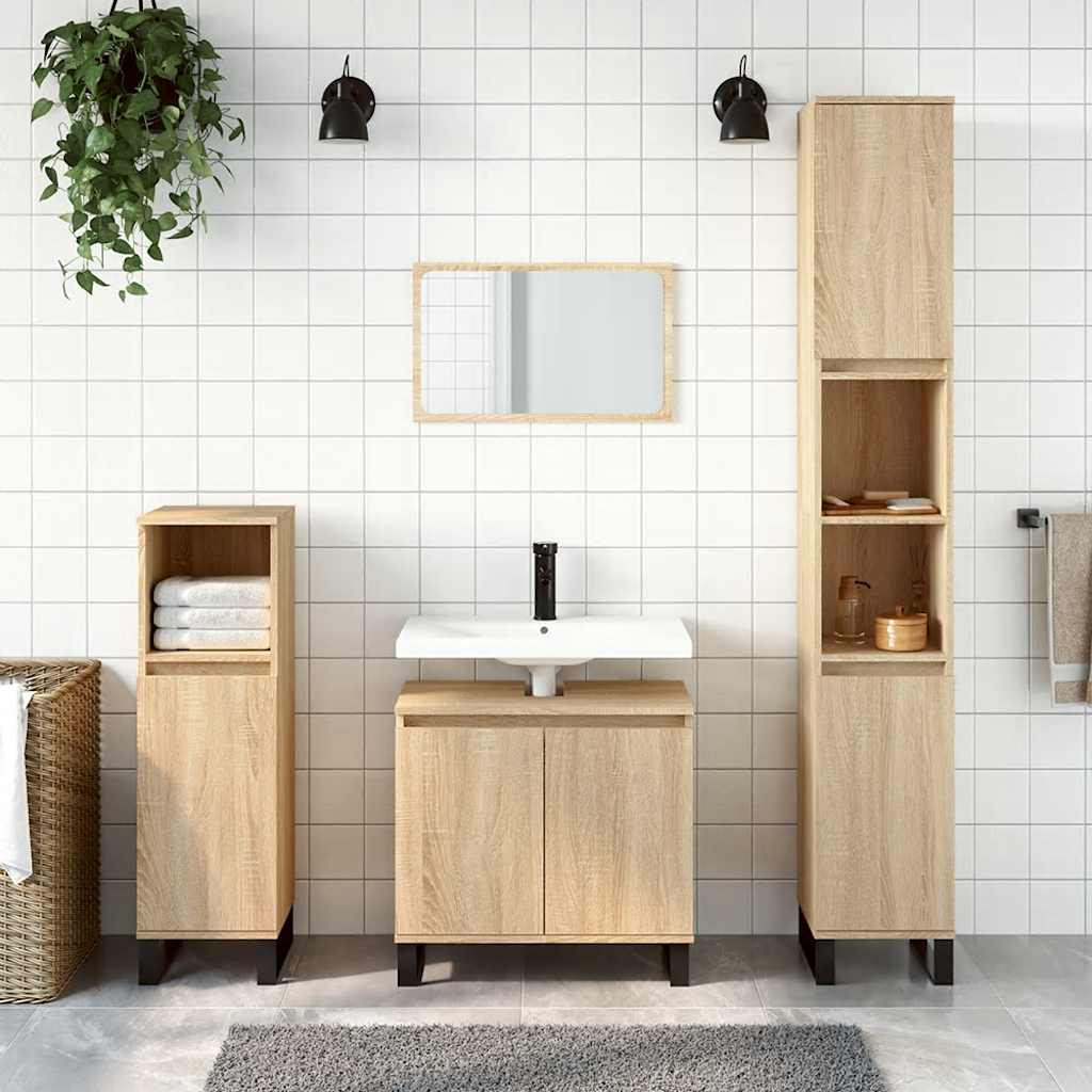 Badrumsskåp sonoma-ek 58x33x60 cm konstruerat trä
