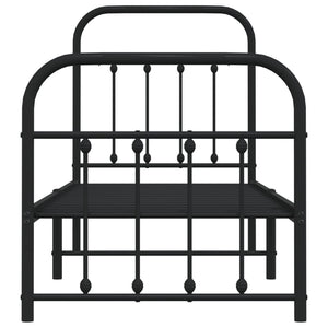 Sängram med huvudgavel och fotgavel svart metall 75x190 cm