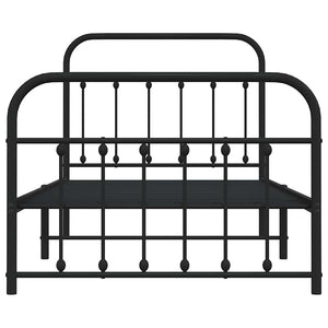 Sängram med huvudgavel och fotgavel svart metall 100x190 cm