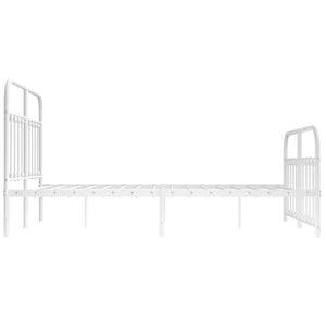 Sängram med huvudgavel och fotgavel vit metall 135x190 cm