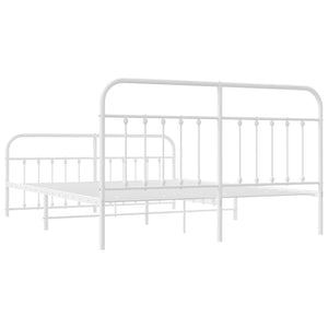Sängram med huvudgavel och fotgavel vit metall 160x200 cm
