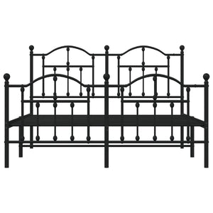 Sängram med huvudgavel och fotgavel svart metall 140x200 cm