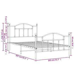 Sängram med huvudgavel och fotgavel vit metall 100x200 cm