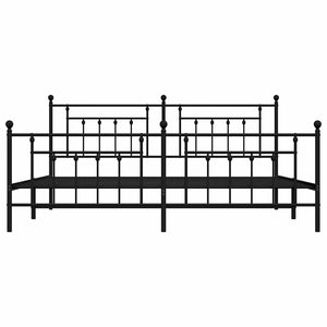 Sängram med huvudgavel och fotgavel svart metall 193x203 cm