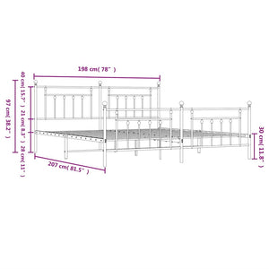 Sängram med huvudgavel och fotgavel svart metall 193x203 cm