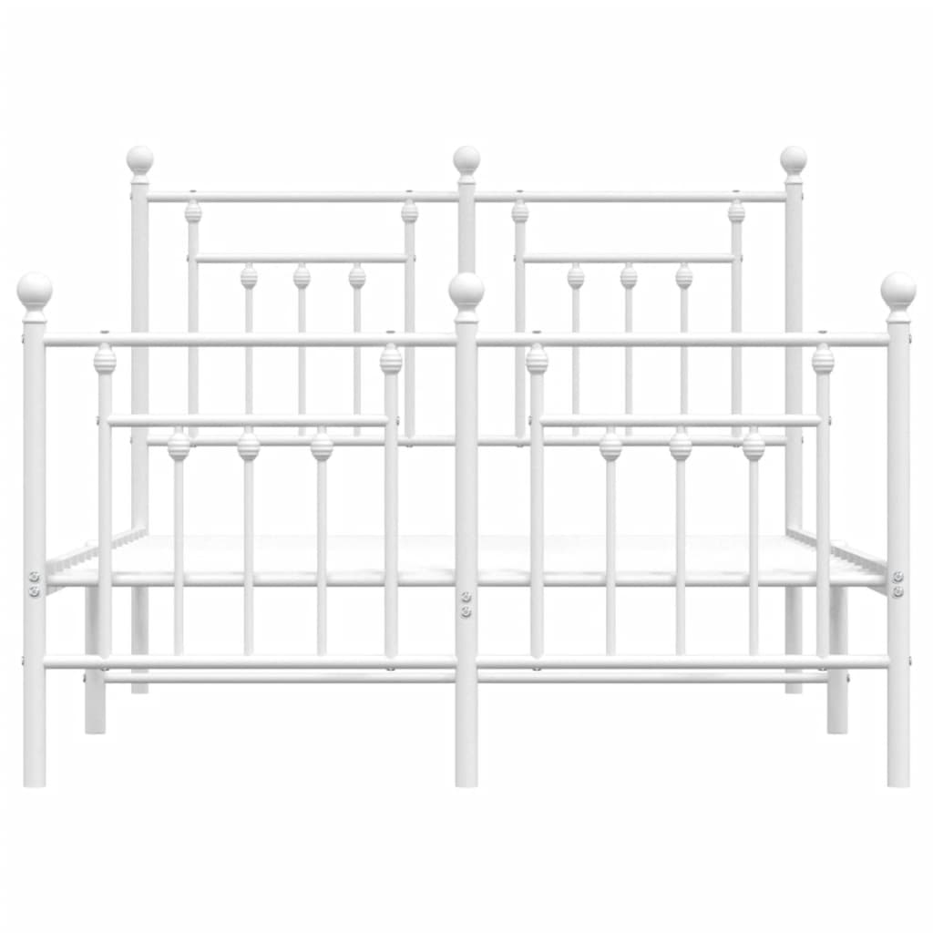 Sängram med huvudgavel och fotgavel vit metall 120x200 cm