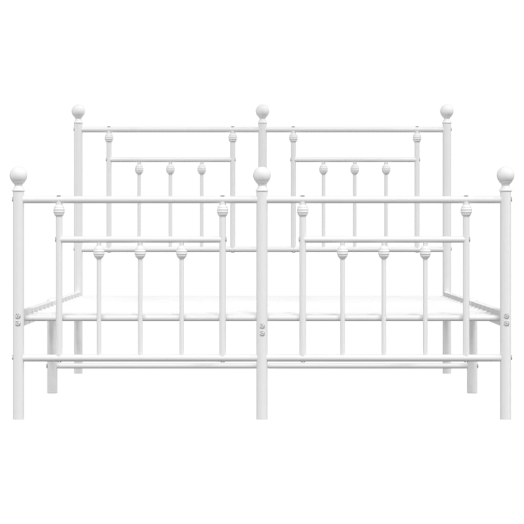 Sängram med huvudgavel och fotgavel vit metall 140x200 cm