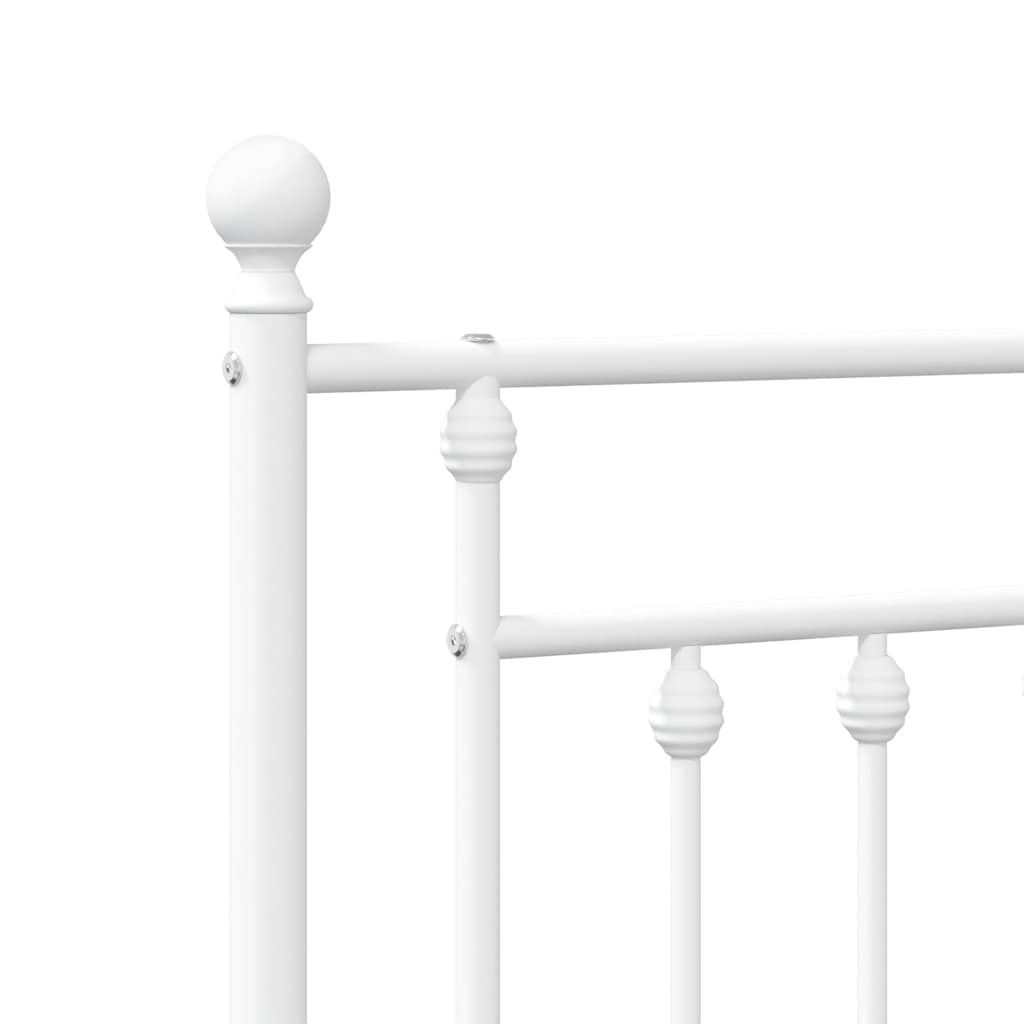 Sängram med huvudgavel och fotgavel vit metall 183x213 cm