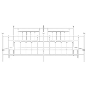 Sängram med huvudgavel och fotgavel vit metall 193x203 cm