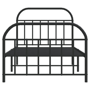 Sängram med huvudgavel och fotgavel svart metall 100x200 cm