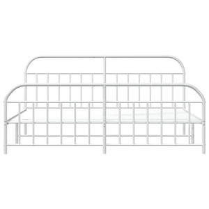Sängram med huvudgavel och fotgavel vit metall 193x203 cm