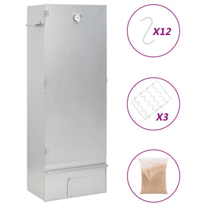 Röktunna och grill med träflis 44,5x29x110 cm galvaniserat stål