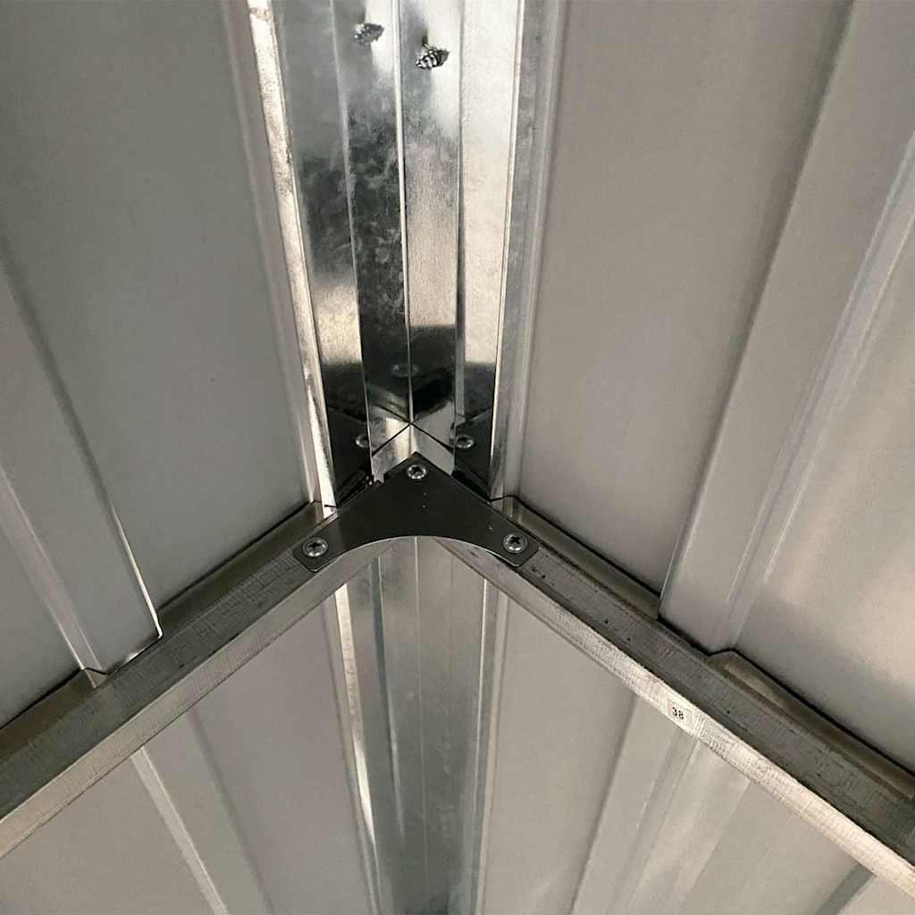 Trädgårdsbod med förlängt tak ljusbrun 277x107x181 cm stål