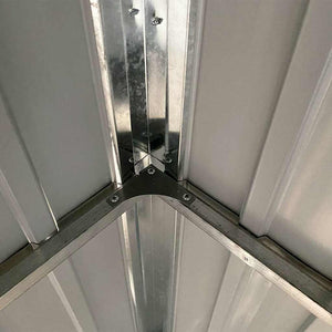 Trädgårdsbod med förlängt tak ljusbrun 277x107x181 cm stål