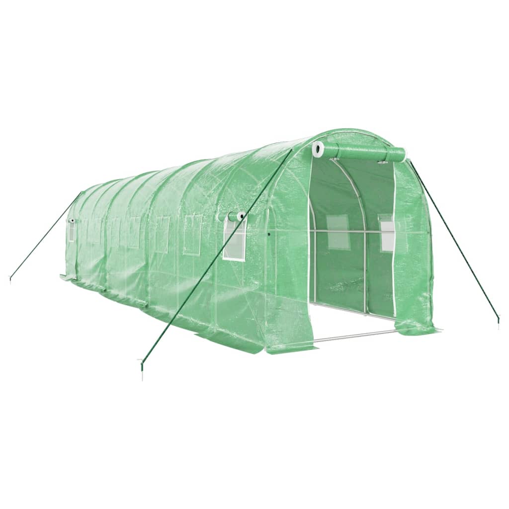 Växthus med stålram grön 16 m² 8x2x2 m