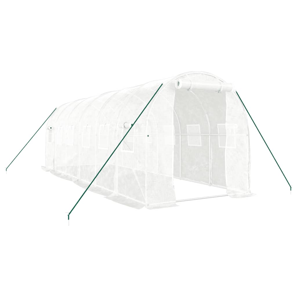 Växthus med stålram vit 12 m² 6x2x2 m