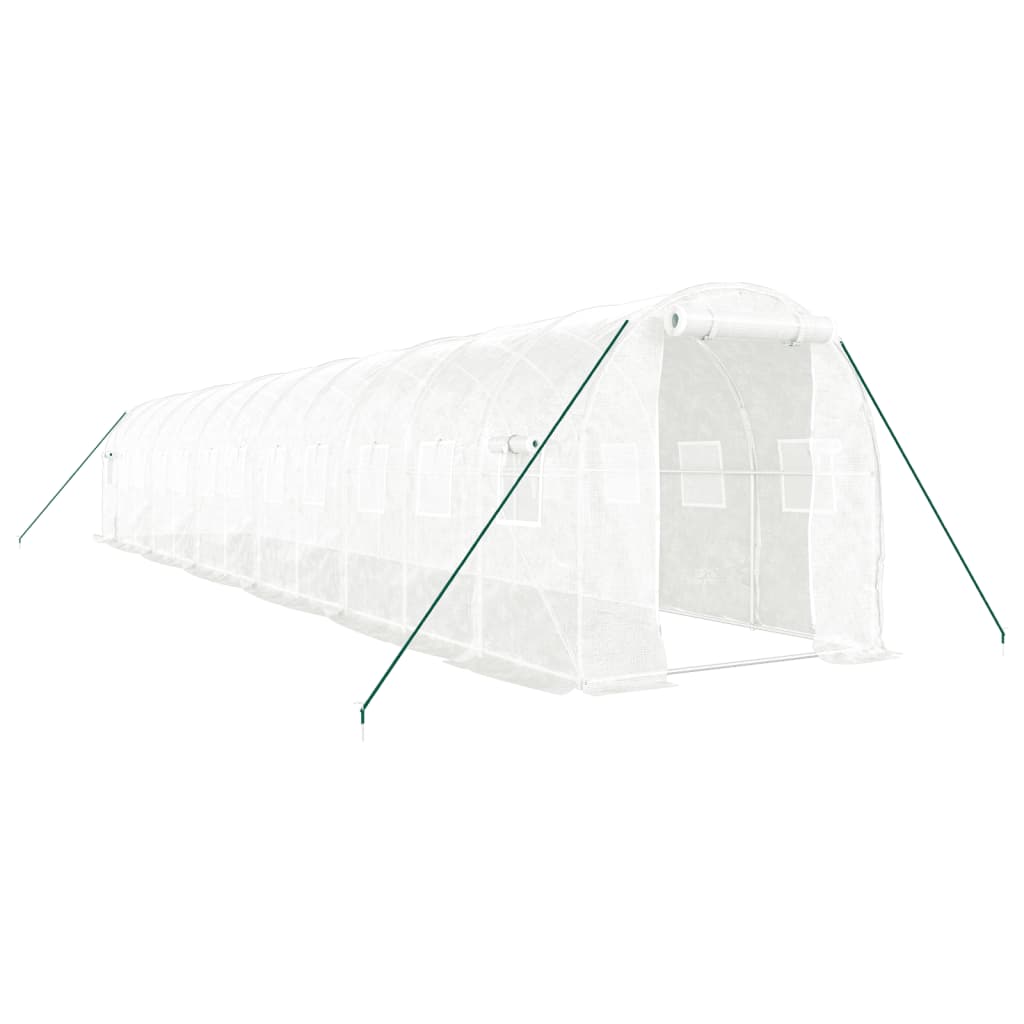 Växthus med stålram vit 24 m² 12x2x2 m