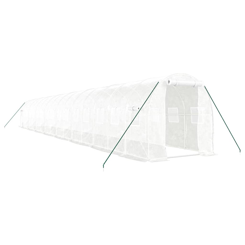 Växthus med stålram vit 32 m² 16x2x2 m