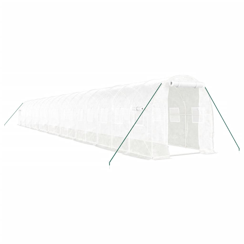 Växthus med stålram vit 36 m² 18x2x2 m