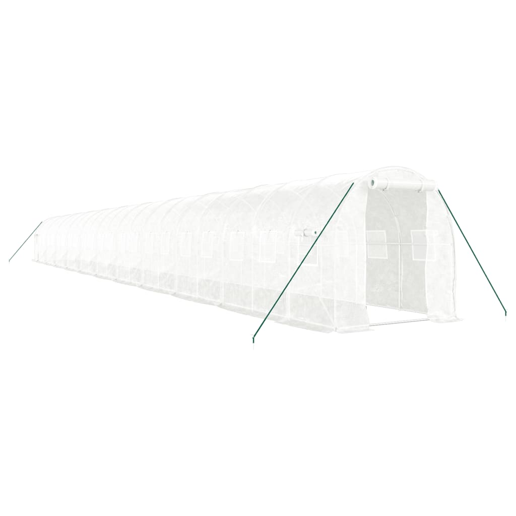 Växthus med stålram vit 44 m² 22x2x2 m