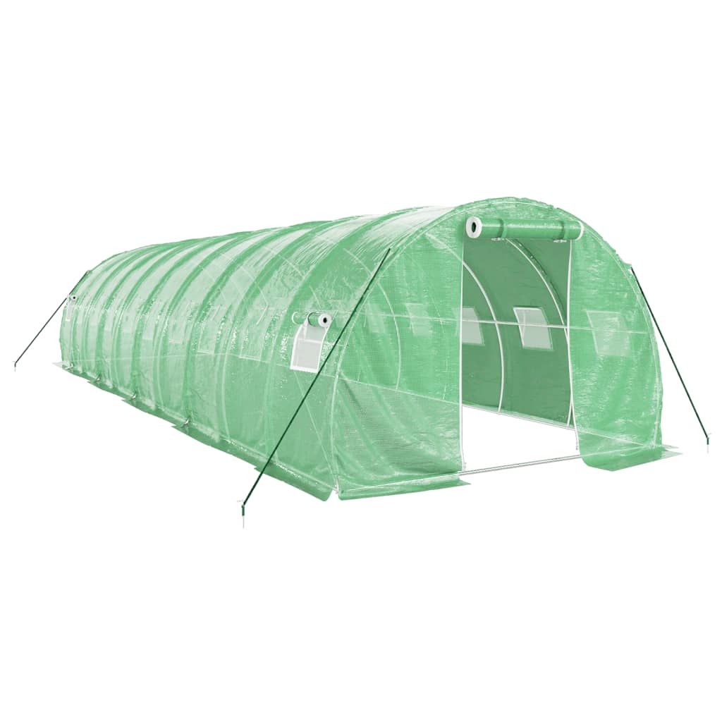 Växthus med stålram grön 30 m² 10x3x2 m