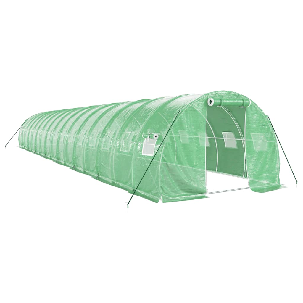 Växthus med stålram grön 48 m² 16x3x2 m