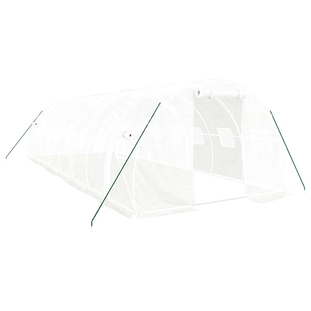Växthus med stålram vit 24 m² 8x3x2 m