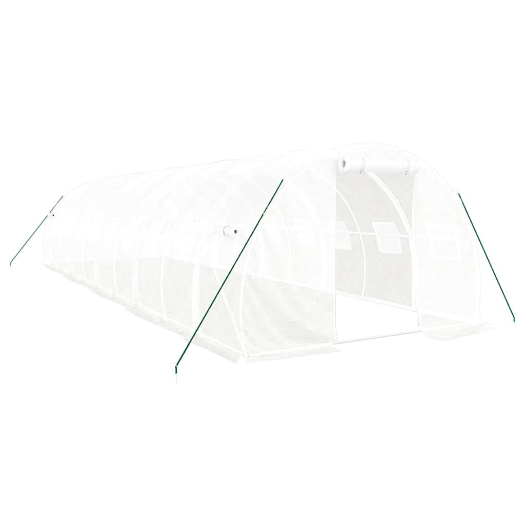 Växthus med stålram vit 30 m² 10x3x2 m