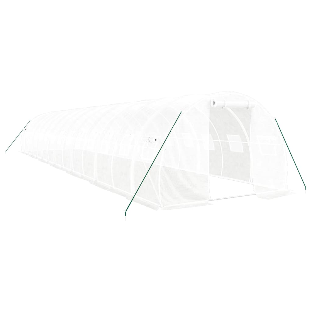 Växthus med stålram vit 42 m² 14x3x2 m