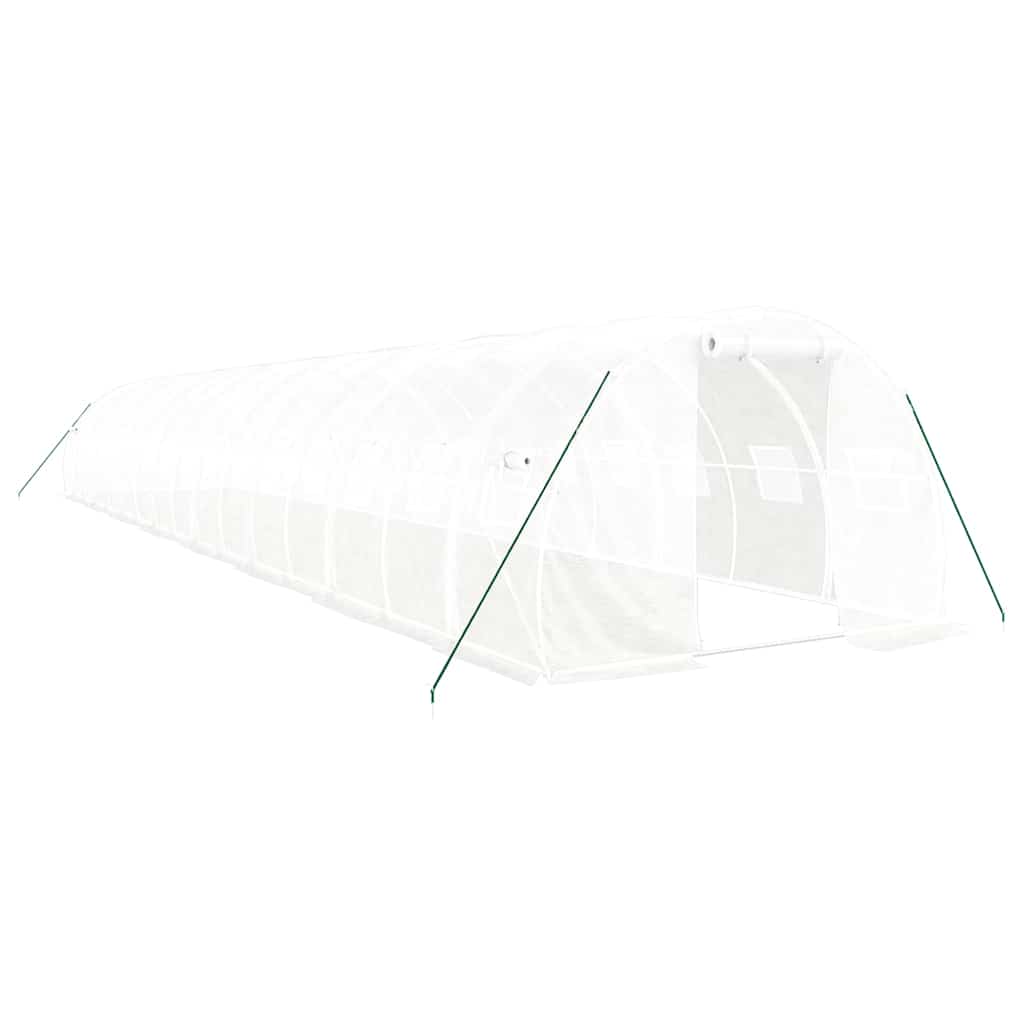 Växthus med stålram vit 48 m² 16x3x2 m