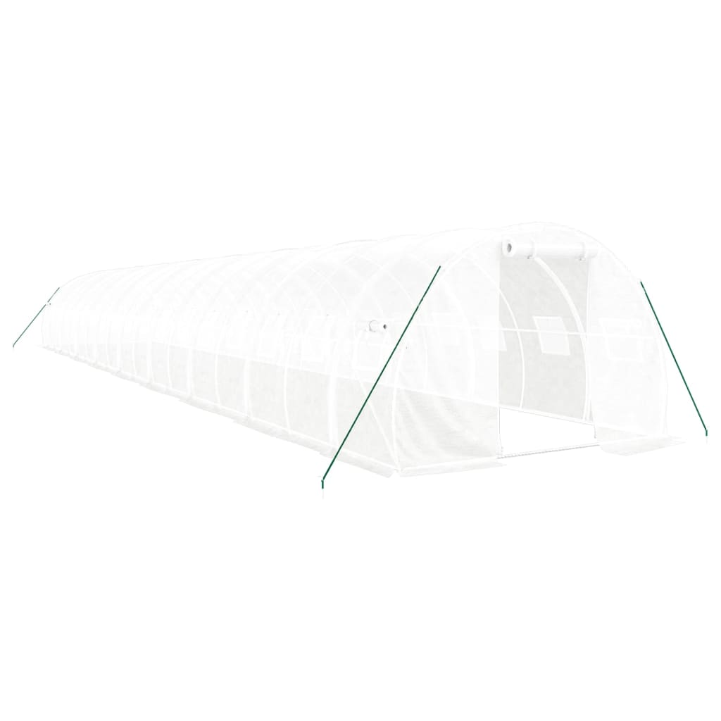 Växthus med stålram vit 54 m² 18x3x2 m