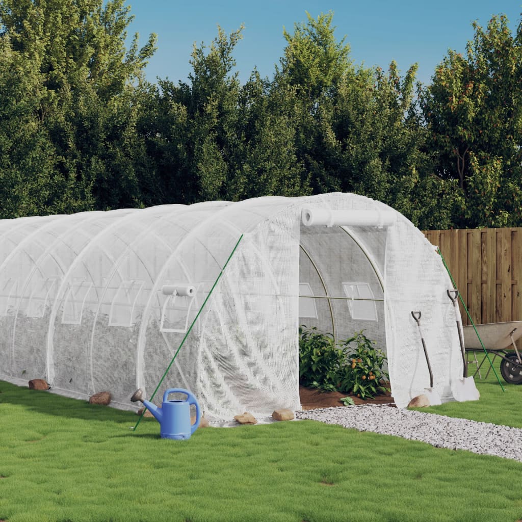 Växthus med stålram vit 66 m² 22x3x2 m