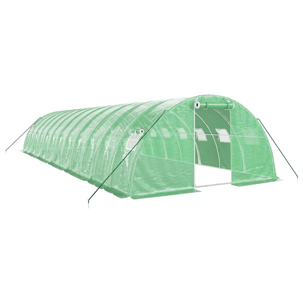 Växthus med stålram grön 48 m² 12x4x2 m