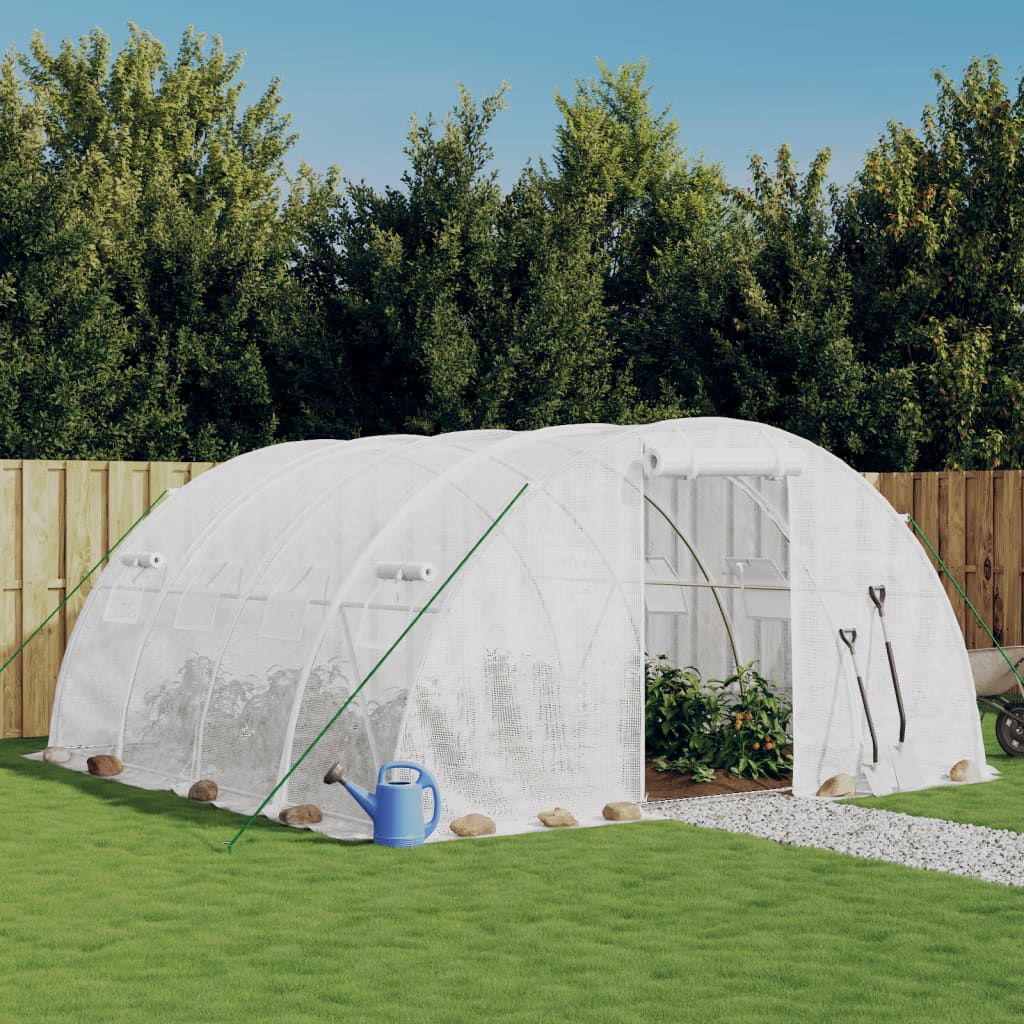 Växthus med stålram vit 16 m² 4x4x2 m