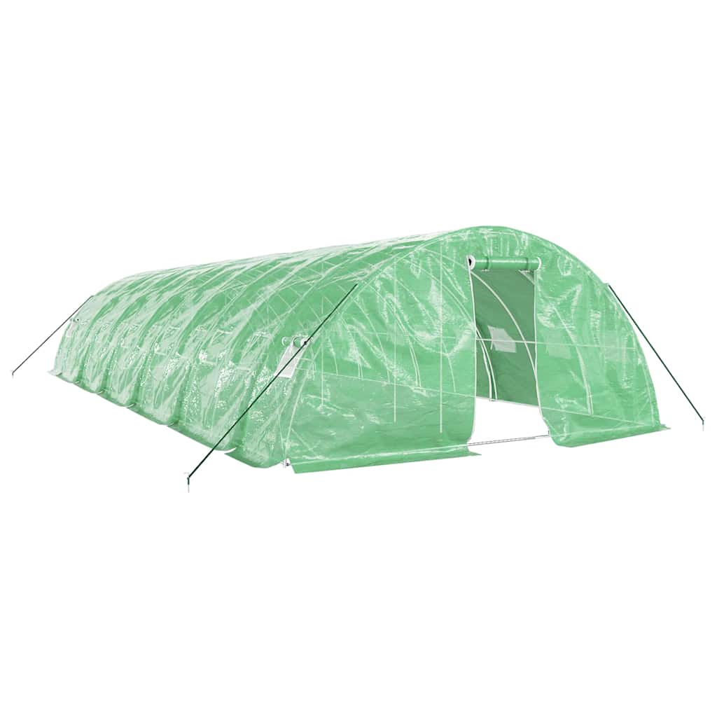 Växthus med stålram grön 60 m² 12x5x2,3 m