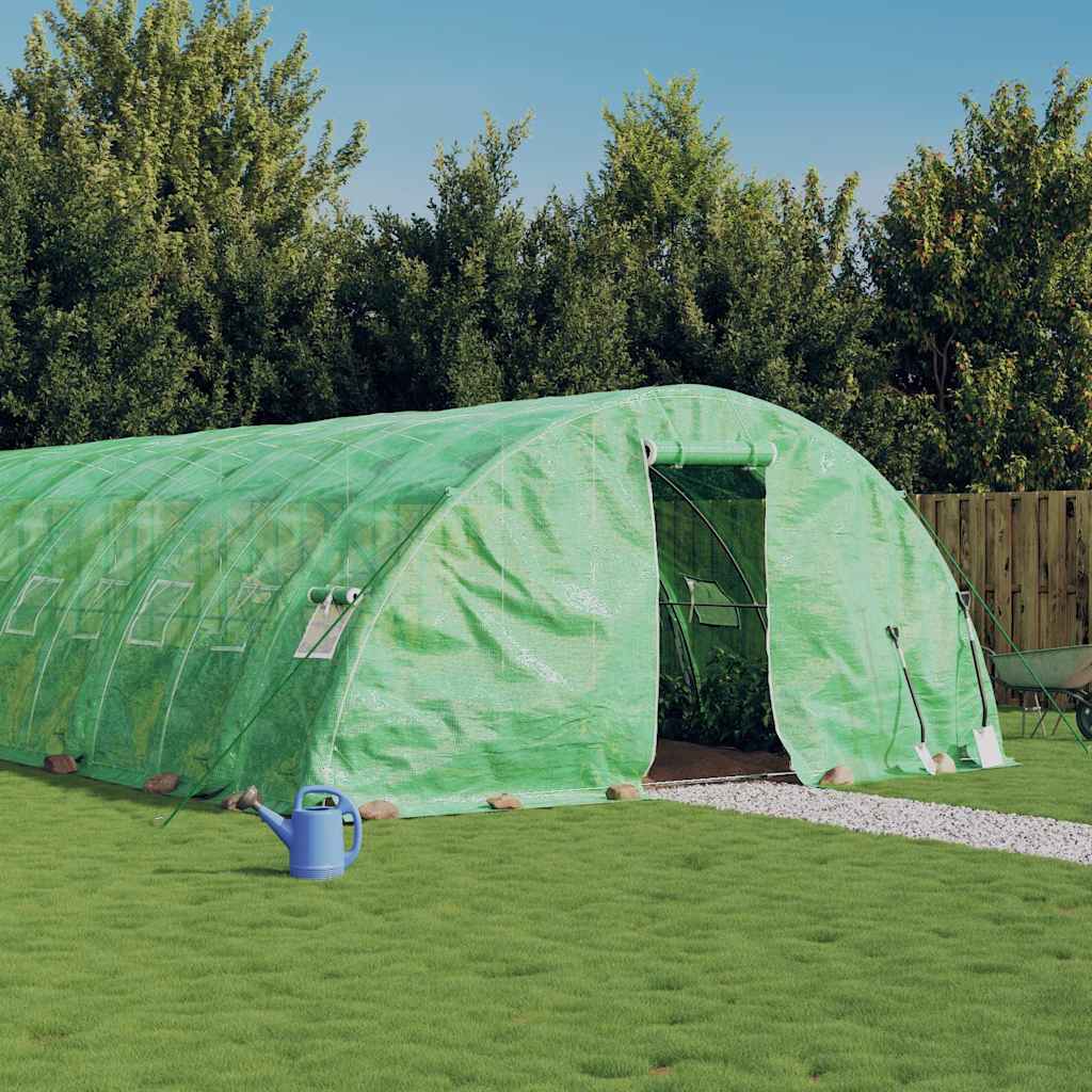 Växthus med stålram grön 60 m² 12x5x2,3 m