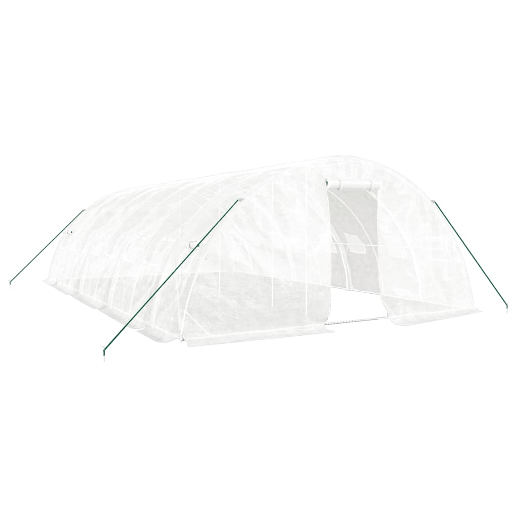 Växthus med stålram vit 40 m² 8x5x2,3 m
