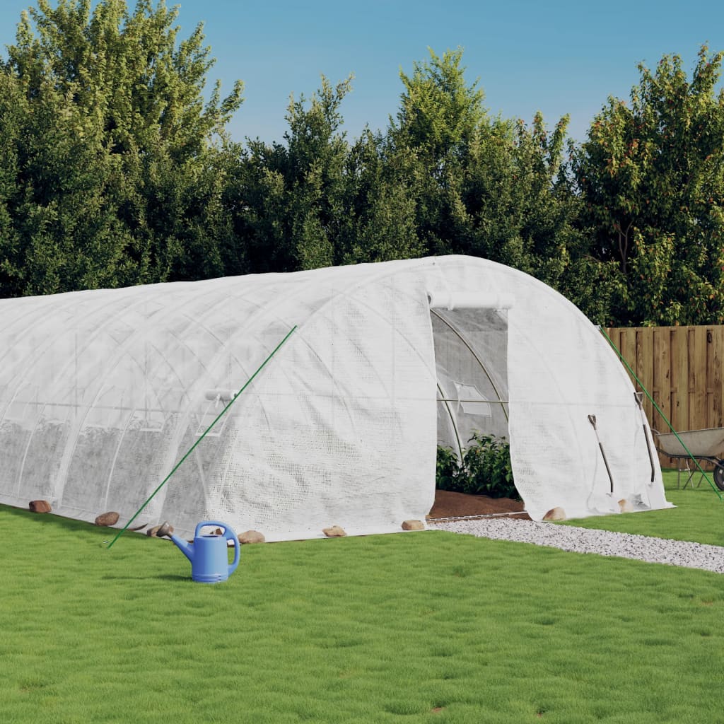 Växthus med stålram vit 40 m² 8x5x2,3 m