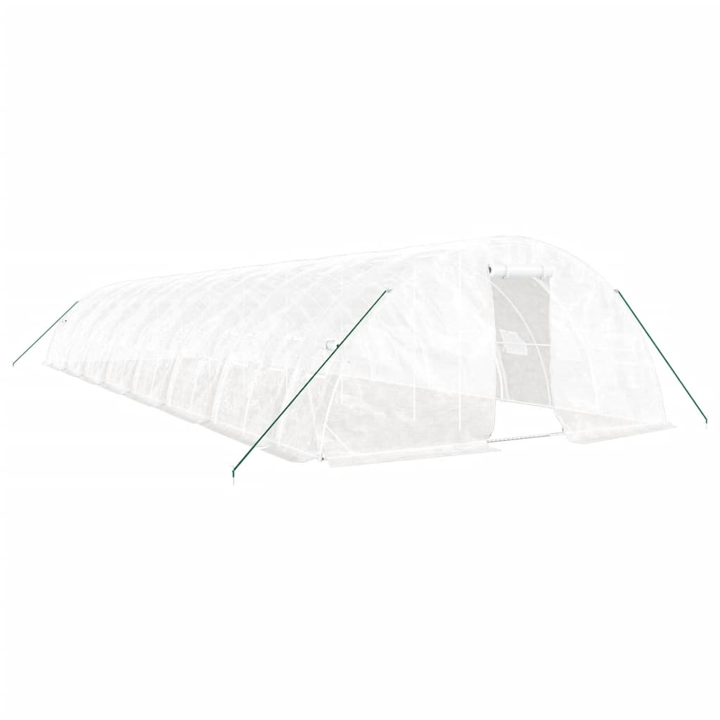 Växthus med stålram vit 80 m² 16x5x2,3 m