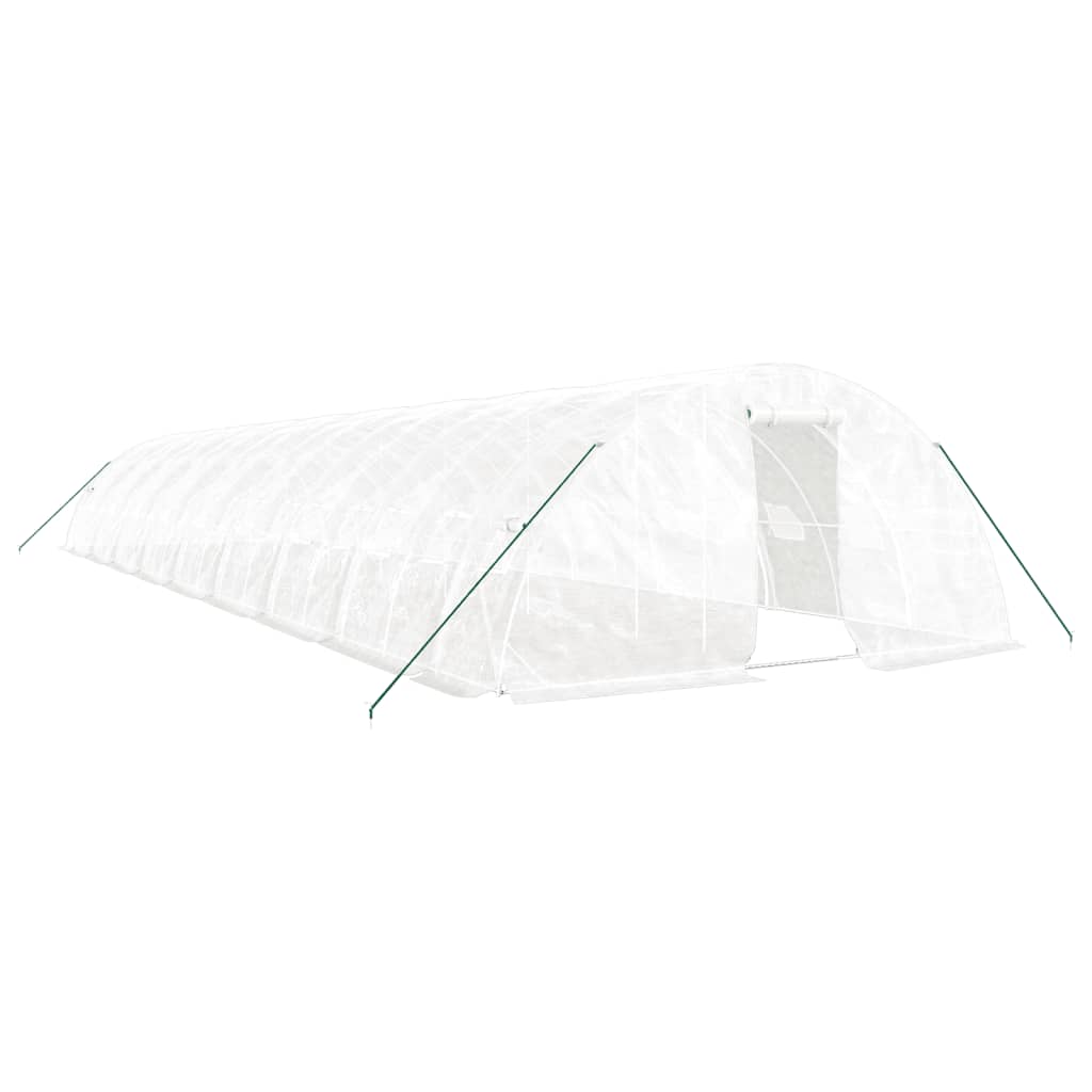 Växthus med stålram vit 90 m² 18x5x2,3 m