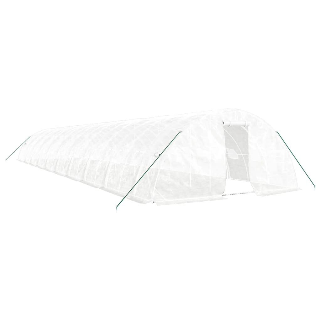 Växthus med stålram vit 100 m² 20x5x2,3 m
