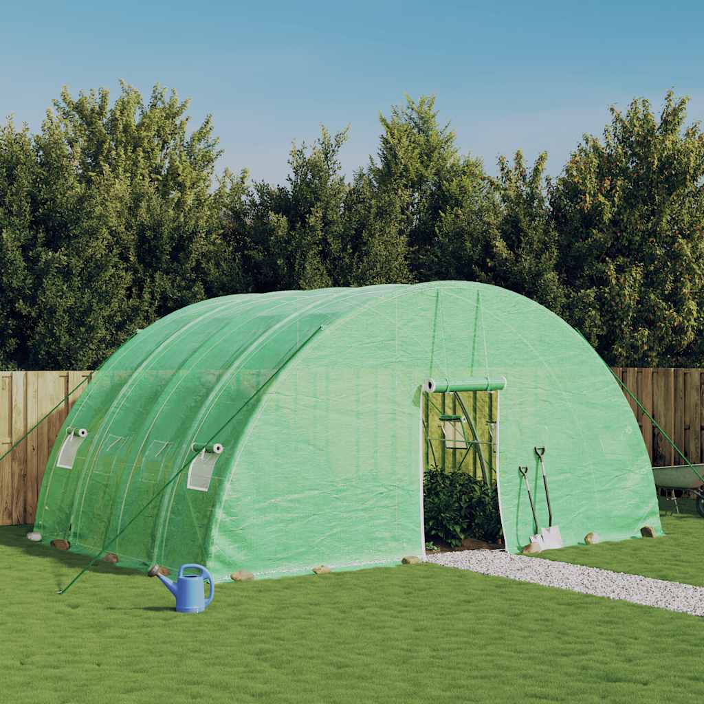 Växthus med stålram grönt 24 m² 6x4x2,85 m