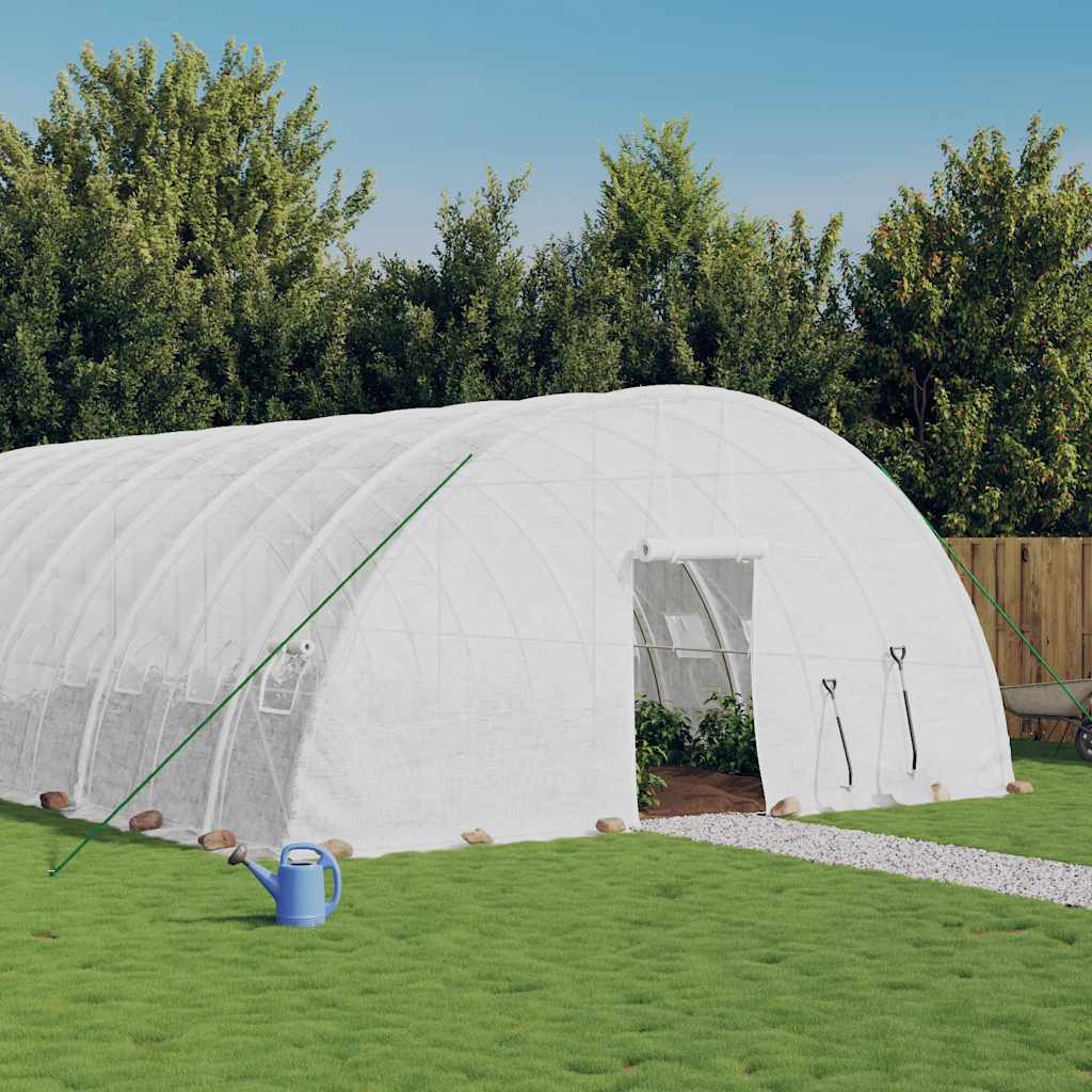 Växthus med stålram vit 96 m² 16x6x2,85 m