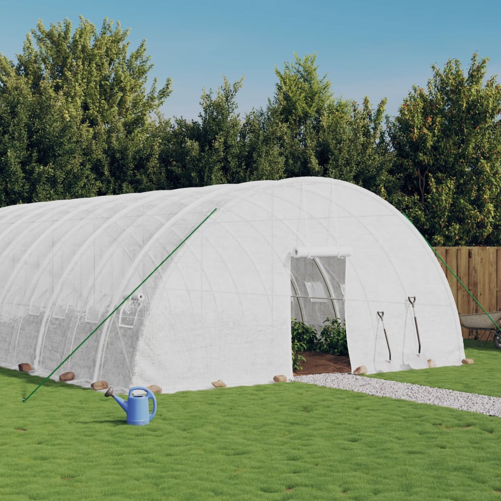 Växthus med stålram vit 144 m² 24x6x2,85 m