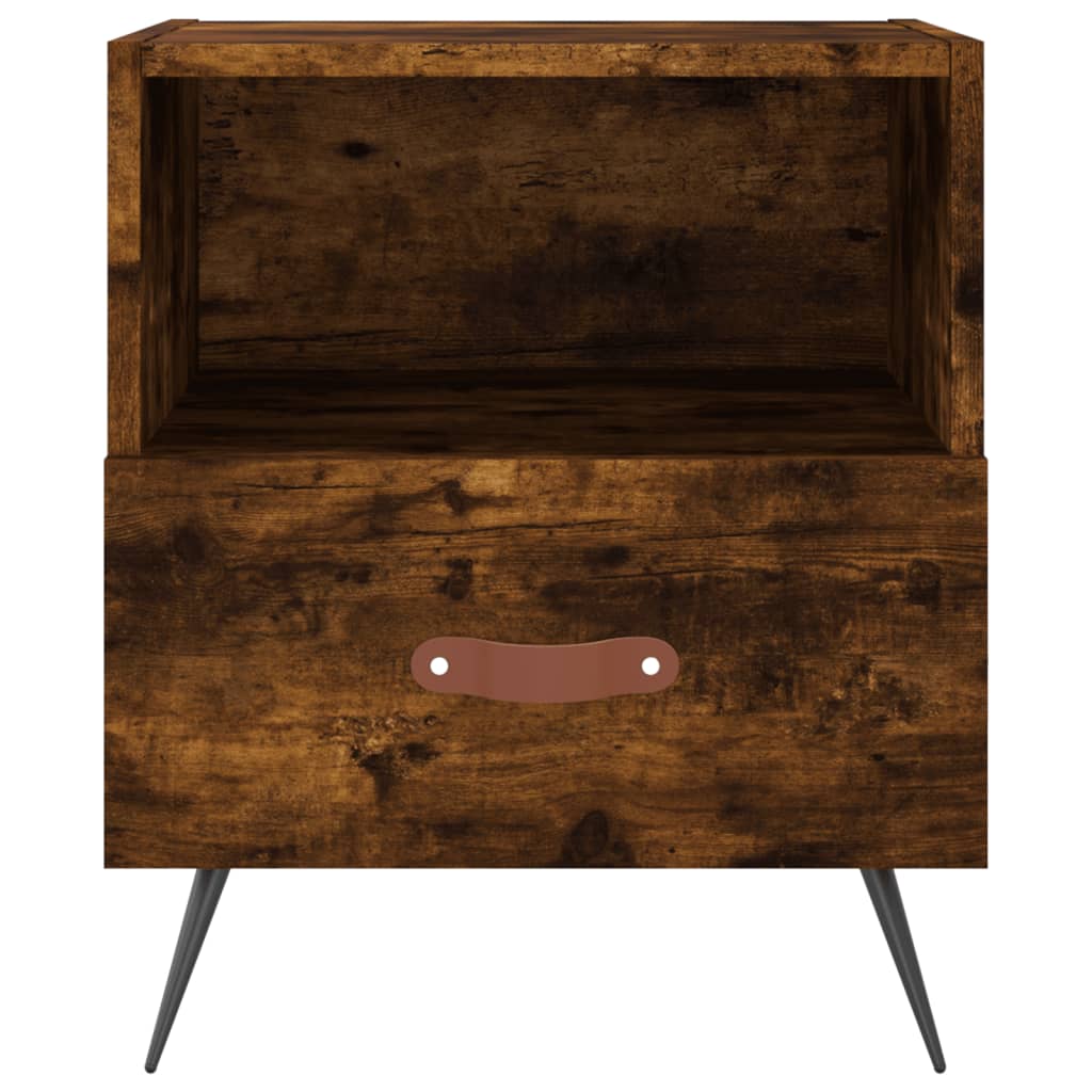 Sängbord rökfärgad ek 40x35x47,5 cm konstruerat trä