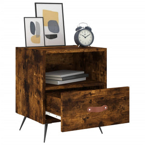 Sängbord rökfärgad ek 40x35x47,5 cm konstruerat trä