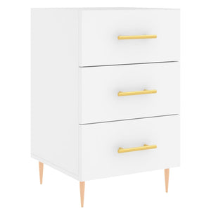 Sängbord vit 40x40x66 cm konstruerat trä