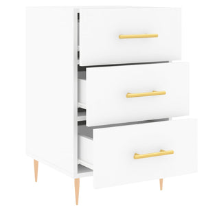 Sängbord vit 40x40x66 cm konstruerat trä