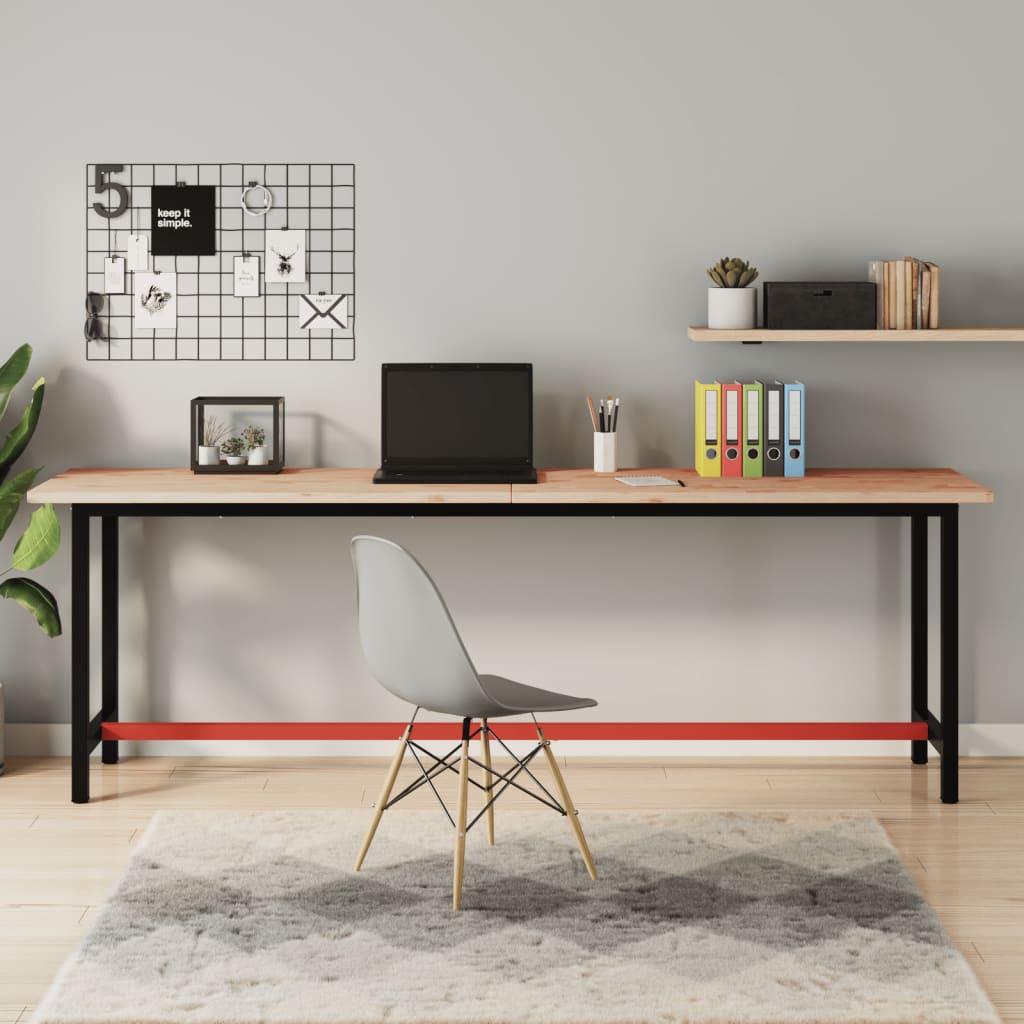 Arbetsbänk 220x55x81,5 cm massivt bokträ och metall