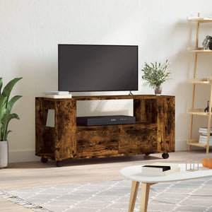 Tv-bänk rökfärgad ek 102x34,5x43 cm konstruerat trä